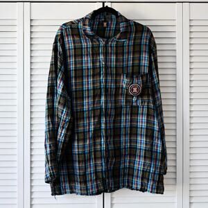 Savage X Fenty Size Large Blue Plaid Flannel Button Down Dress | Size Large
